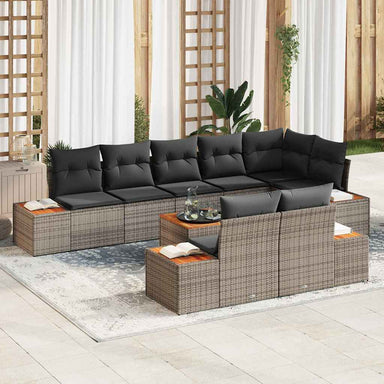 Tuinbankenset 8 st 8-Aantal zitplaatsen Grijs Polyrattan