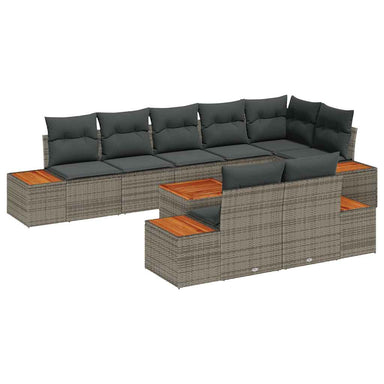 Tuinbankenset 8 st 8-Aantal zitplaatsen Grijs Polyrattan