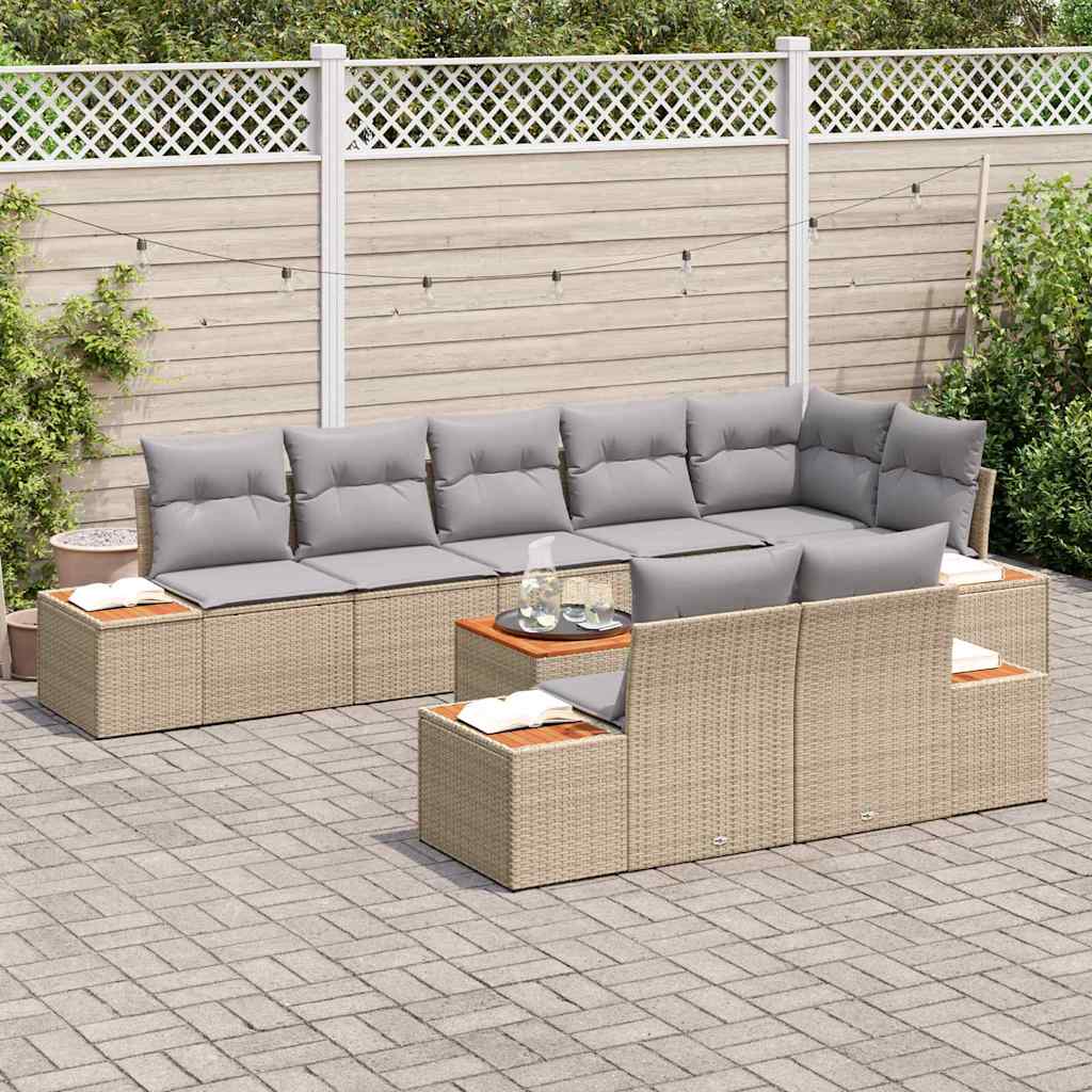 Tuinbankenset 8 st 8-Aantal zitplaatsen Beige en Licht Grijs