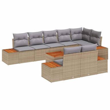 Tuinbankenset 8 st 8-Aantal zitplaatsen Beige en Licht Grijs