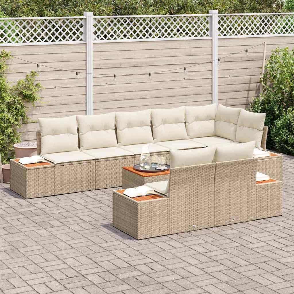 Tuinbankenset 8 st 8-Aantal zitplaatsen Beige en Crème