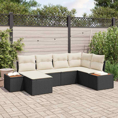 Tuinbankenset 7 st 6-Aantal zitplaatsen Zwart en Crème