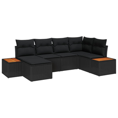 Tuinbankenset 7 st 6-Aantal zitplaatsen Zwart Polyrattan