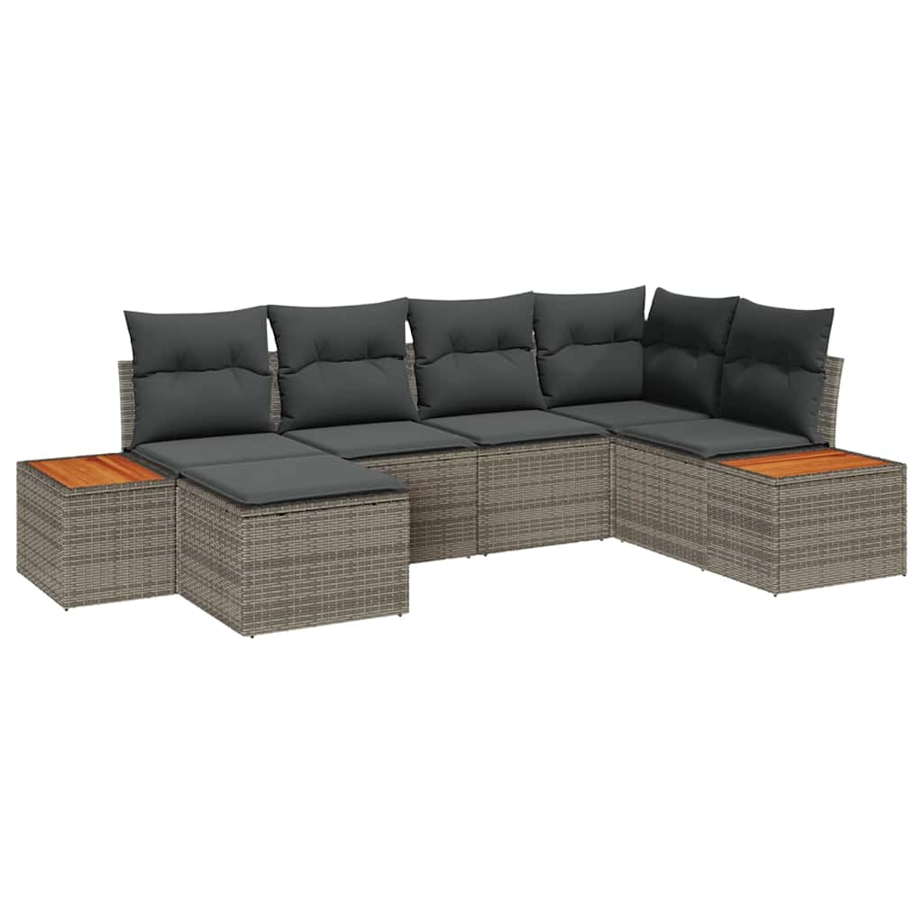 Tuinbankenset 7 st 6-Aantal zitplaatsen Grijs Polyrattan