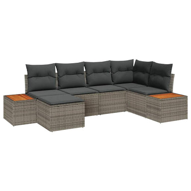 Tuinbankenset 7 st 6-Aantal zitplaatsen Grijs Polyrattan