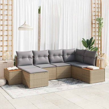 Tuinbankenset 7 st 6-Aantal zitplaatsen Beige en Licht Grijs