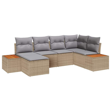 Tuinbankenset 7 st 6-Aantal zitplaatsen Beige en Licht Grijs