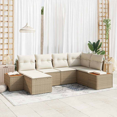 Tuinbankenset 7 st 6-Aantal zitplaatsen Beige en Crème