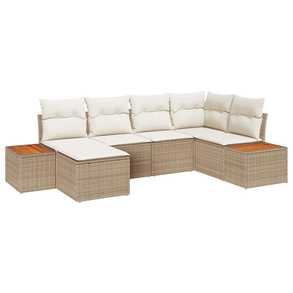 Tuinbankenset 7 st 6-Aantal zitplaatsen Beige en Crème