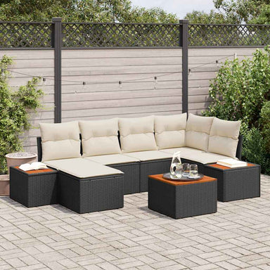 Tuinbankenset 7 st 6-Aantal zitplaatsen Zwart en Crème