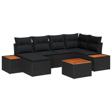 Tuinbankenset 7 st 6-Aantal zitplaatsen Zwart Polyrattan