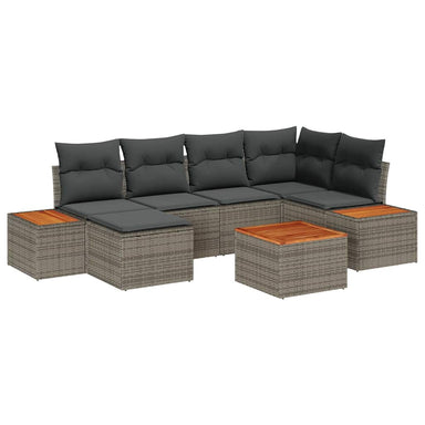 Tuinbankenset 7 st 6-Aantal zitplaatsen Grijs Polyrattan