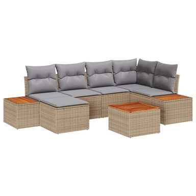 Tuinbankenset 7 st 6-Aantal zitplaatsen Beige en Licht Grijs