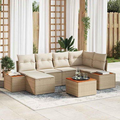 Tuinbankenset 7 st 6-Aantal zitplaatsen Beige en Crème