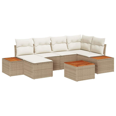 Tuinbankenset 7 st 6-Aantal zitplaatsen Beige en Crème