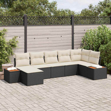 Tuinbankenset 8 st 7-Aantal zitplaatsen Zwart en Crème