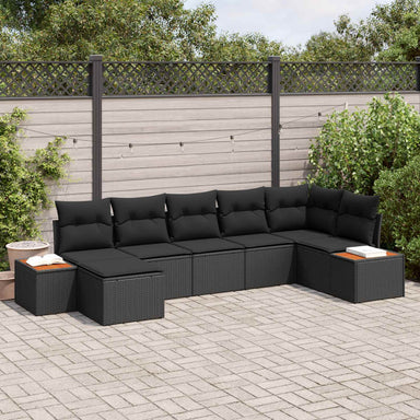 Tuinbankenset 8 st 7-Aantal zitplaatsen Zwart Polyrattan