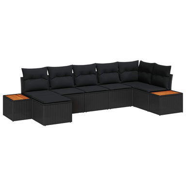 Tuinbankenset 8 st 7-Aantal zitplaatsen Zwart Polyrattan