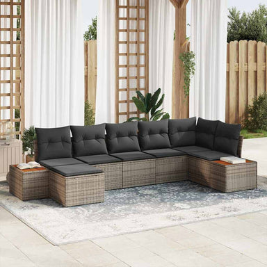 Tuinbankenset 8 st 7-Aantal zitplaatsen Grijs Polyrattan