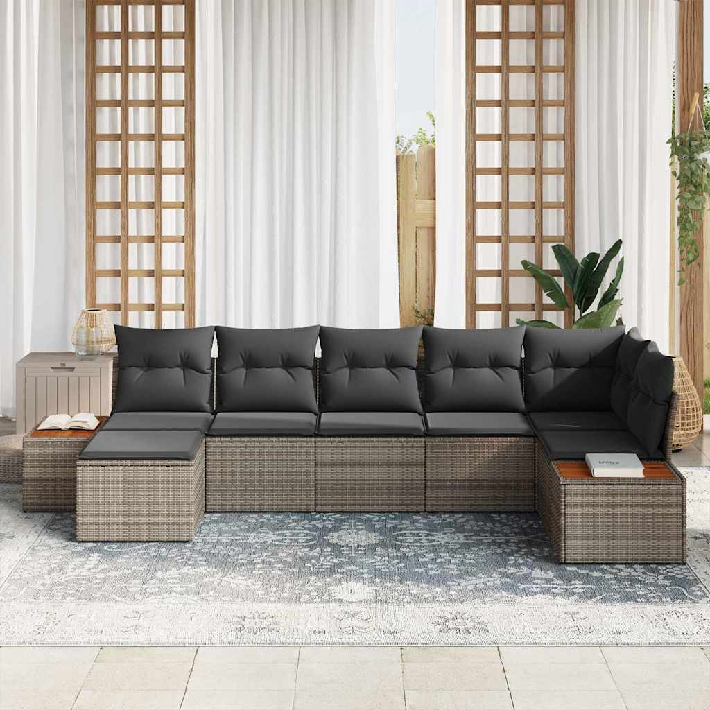 Tuinbankenset 8 st 7-Aantal zitplaatsen Grijs Polyrattan
