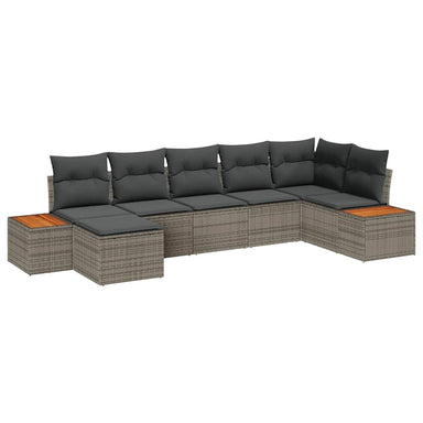 Tuinbankenset 8 st 7-Aantal zitplaatsen Grijs Polyrattan
