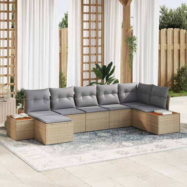 Tuinbankenset 8 st 7-Aantal zitplaatsen Beige en Licht Grijs
