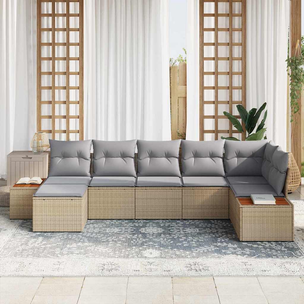Tuinbankenset 8 st 7-Aantal zitplaatsen Beige en Licht Grijs