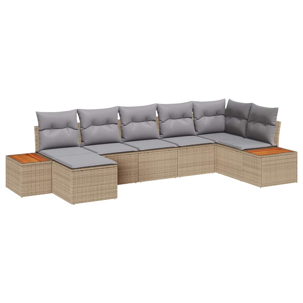 Tuinbankenset 8 st 7-Aantal zitplaatsen Beige en Licht Grijs