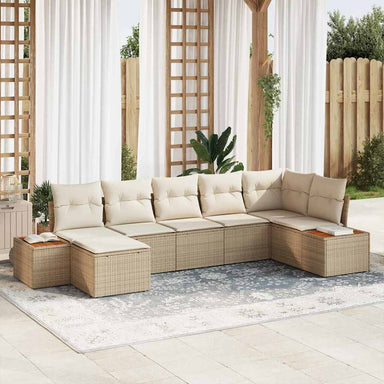 Tuinbankenset 8 st 7-Aantal zitplaatsen Beige en Crème