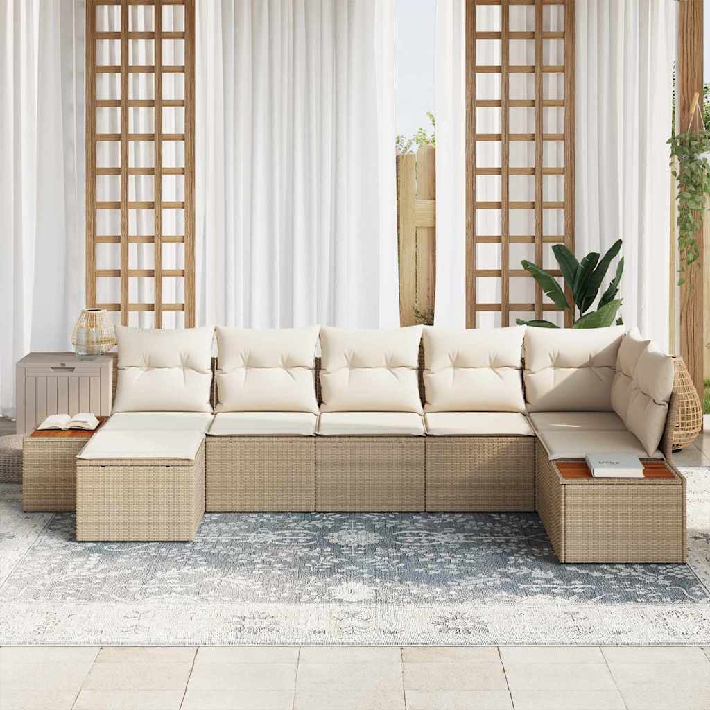 Tuinbankenset 8 st 7-Aantal zitplaatsen Beige en Crème