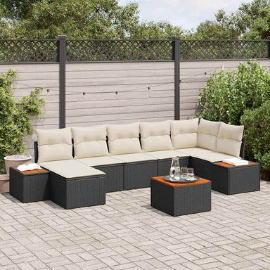 Tuinbankenset 8 st 7-Aantal zitplaatsen Zwart en Crème