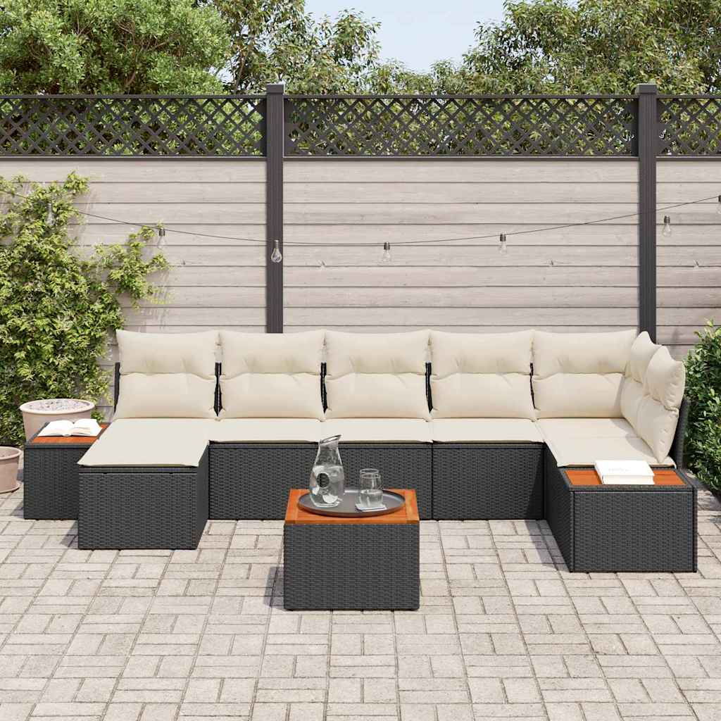 Tuinbankenset 8 st 7-Aantal zitplaatsen Zwart en Crème