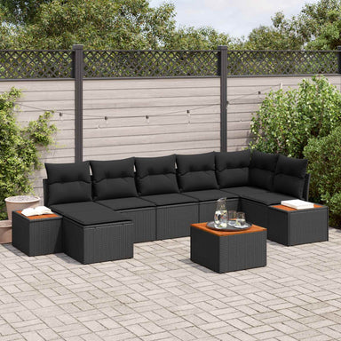 Tuinbankenset 8 st 7-Aantal zitplaatsen Zwart Polyrattan