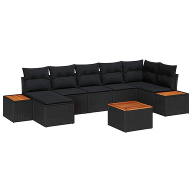 Tuinbankenset 8 st 7-Aantal zitplaatsen Zwart Polyrattan