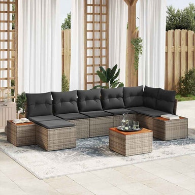 Tuinbankenset 8 st 7-Aantal zitplaatsen Grijs Polyrattan