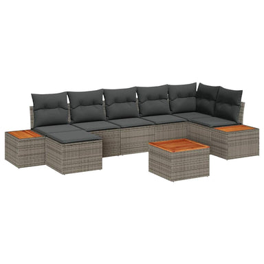 Tuinbankenset 8 st 7-Aantal zitplaatsen Grijs Polyrattan