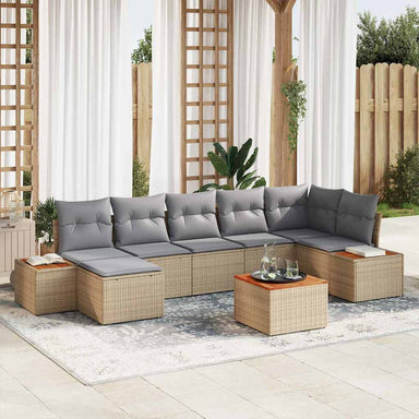 Tuinbankenset 8 st 7-Aantal zitplaatsen Beige en Licht Grijs