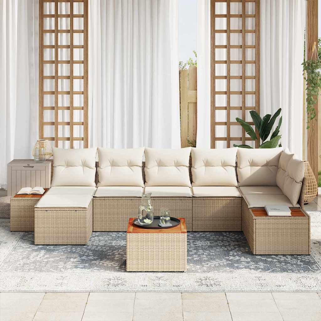 Tuinbankenset 8 st 7-Aantal zitplaatsen Beige en Crème