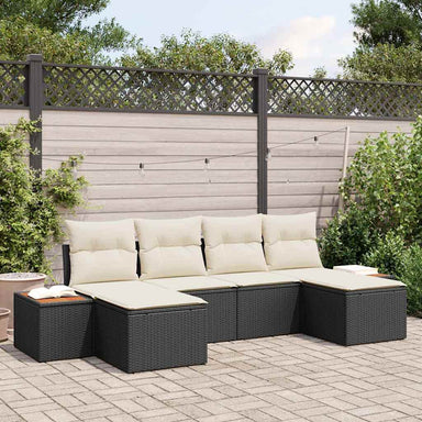 Tuin Sofa Set 6 st Zwart en Crème Poly Rattan
