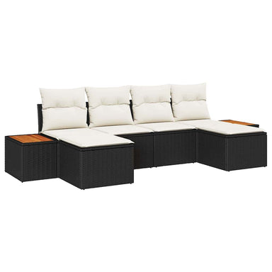 Tuin Sofa Set 6 st Zwart en Crème Poly Rattan