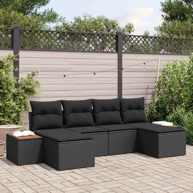 Tuin Sofa Set 6 st Zwart Poly Rattan