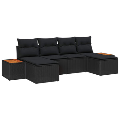 Tuin Sofa Set 6 st Zwart Poly Rattan