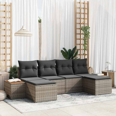 Tuin Sofa Set 6 st Grijs Poly Rattan