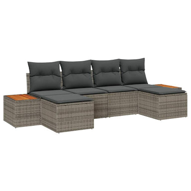 Tuin Sofa Set 6 st Grijs Poly Rattan