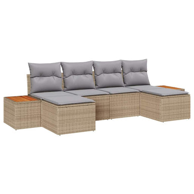 Tuin Sofa Set 6 st Beige en Licht Grijs Poly Rattan