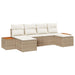 Tuin Sofa Set met kussen 6 pcs Beige en Crème Poly Rattan