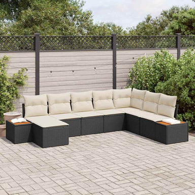 Tuinbankenset 9 st 8-Aantal zitplaatsen Zwart en Crème