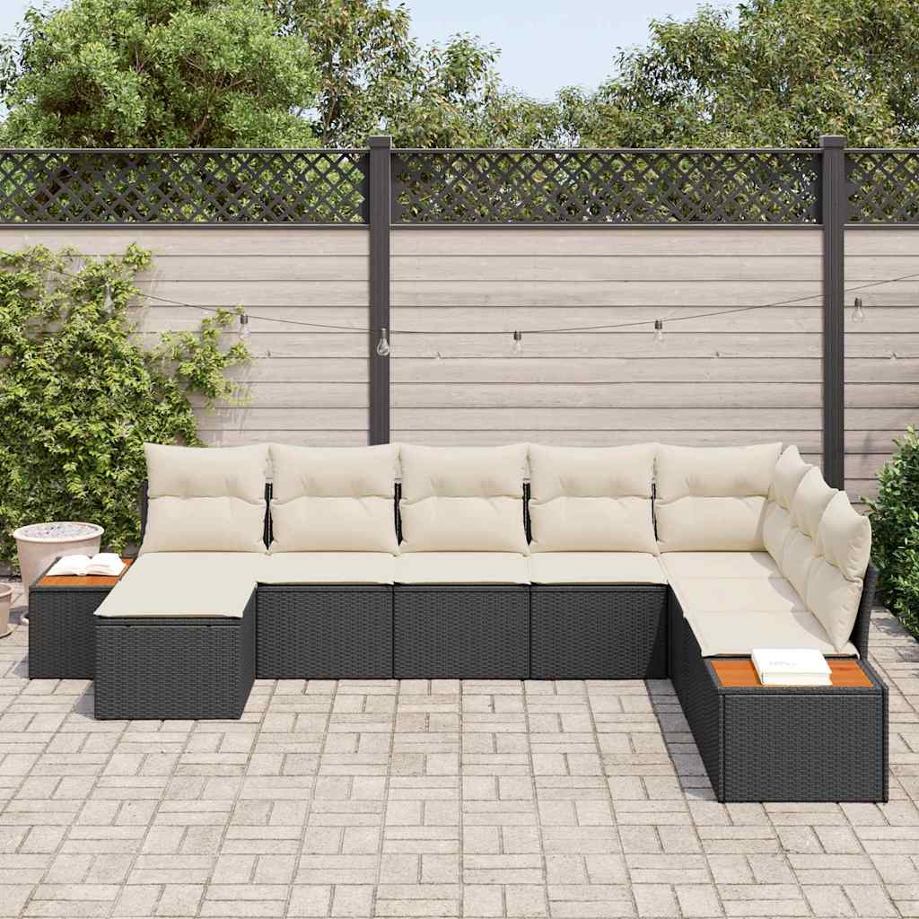 Tuinbankenset 9 st 8-Aantal zitplaatsen Zwart en Crème