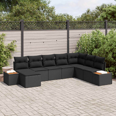 Tuinbankenset 9 st 8-Aantal zitplaatsen Zwart Polyrattan