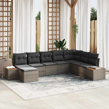 Tuinbankenset 9 st 8-Aantal zitplaatsen Grijs Polyrattan